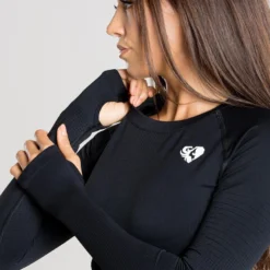 WOMEN'S BEST SPORTBEKLEIDUNG Power Seamless Long Sleeve Crop Top | Black