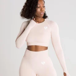 WOMEN'S BEST Power Seamless Long Sleeve Crop Top | Nude SPORTBEKLEIDUNG