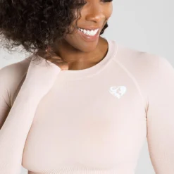WOMEN'S BEST Power Seamless Long Sleeve Crop Top | Nude SPORTBEKLEIDUNG
