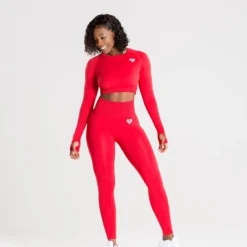WOMEN'S BEST SPORTBEKLEIDUNG Power Seamless Long Sleeve Crop Top | Red