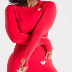 WOMEN'S BEST SPORTBEKLEIDUNG Power Seamless Long Sleeve Crop Top | Red