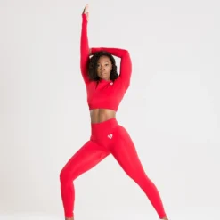 WOMEN'S BEST SPORTBEKLEIDUNG Power Seamless Long Sleeve Crop Top | Red
