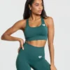 WOMEN'S BEST Power Seamless Sports Bra | Forest Green SPORTBEKLEIDUNG