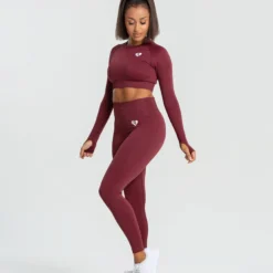 WOMEN'S BEST Power Seamless Long Sleeve Crop Top | Burgundy