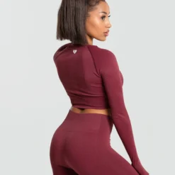 WOMEN'S BEST Power Seamless Long Sleeve Crop Top | Burgundy