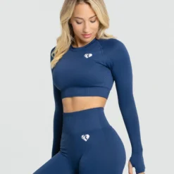 WOMEN'S BEST SPORTBEKLEIDUNG Power Seamless Long Sleeve Crop Top | Sapphire Blue