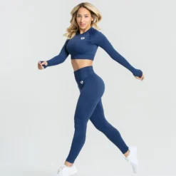 WOMEN'S BEST SPORTBEKLEIDUNG Power Seamless Long Sleeve Crop Top | Sapphire Blue