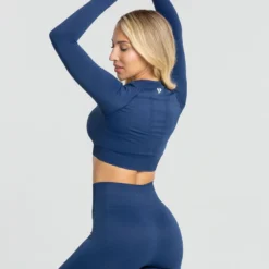 WOMEN'S BEST SPORTBEKLEIDUNG Power Seamless Long Sleeve Crop Top | Sapphire Blue