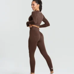 WOMEN'S BEST SPORTBEKLEIDUNG Power Seamless Long Sleeve Crop Top | Walnut Brown