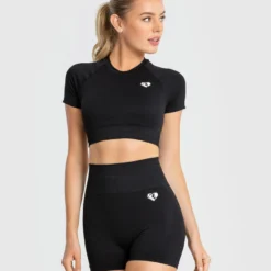 WOMEN'S BEST SPORTBEKLEIDUNG Power Seamless Short Sleeve Crop Top | Black