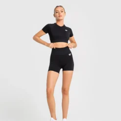 WOMEN'S BEST SPORTBEKLEIDUNG Power Seamless Short Sleeve Crop Top | Black