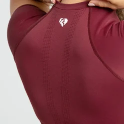 WOMEN'S BEST Power Seamless Short Sleeve Crop Top | Burgundy SPORTBEKLEIDUNG