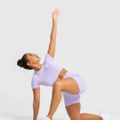 WOMEN'S BEST Power Seamless Short Sleeve Crop Top | Lilac SPORTBEKLEIDUNG