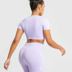 WOMEN'S BEST Power Seamless Short Sleeve Crop Top | Lilac SPORTBEKLEIDUNG