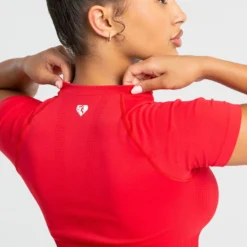 WOMEN'S BEST Power Seamless Short Sleeve Crop Top | Red