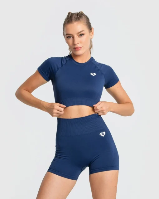 WOMEN'S BEST Power Seamless Short Sleeve Crop Top | Sapphire Blue