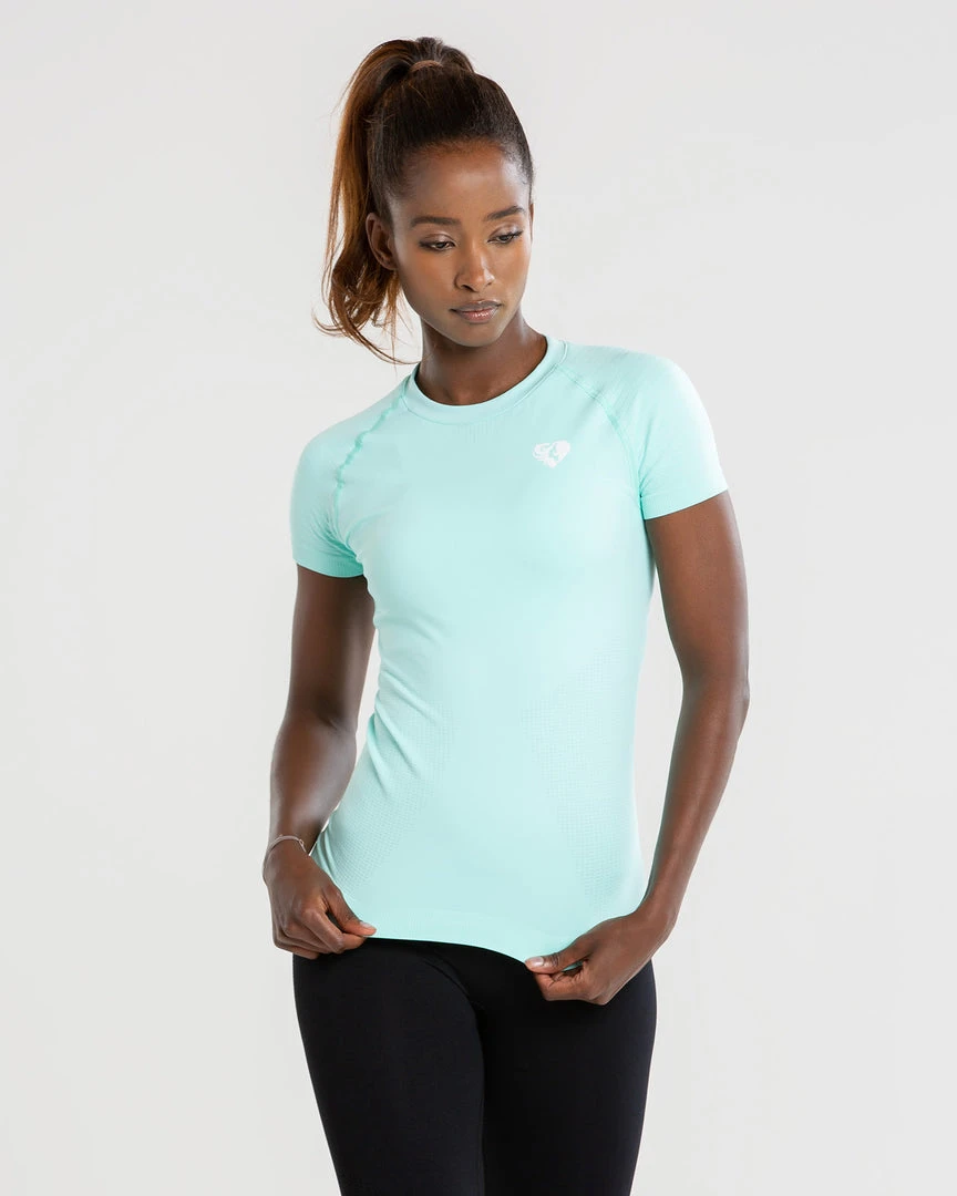 WOMEN'S BEST Power Seamless T-Shirt | Bleached Aqua SPORTBEKLEIDUNG