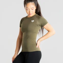 WOMEN'S BEST Power Seamless T-Shirt | Khaki SPORTBEKLEIDUNG