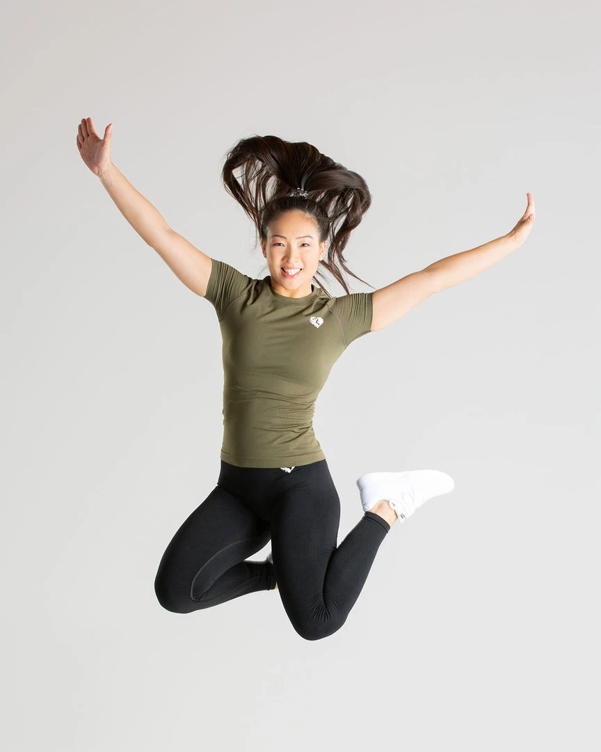 WOMEN'S BEST Power Seamless T-Shirt | Khaki SPORTBEKLEIDUNG